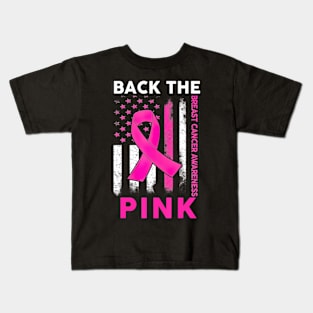 Back The  Breast Cancer Awareness American Flag Kids T-Shirt